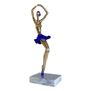 Ballerina Blue Bronze Sculpture by Aliev For Sale