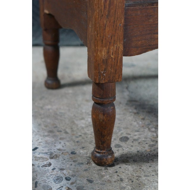 Antique Early American Primitive Oak Chamber Pot Commode Toilet Step Stool For Sale - Image 10 of 18