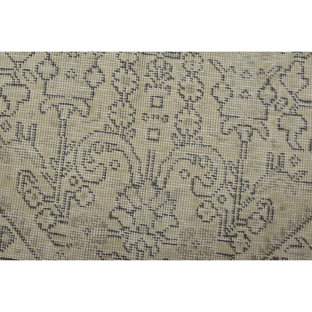1980s Tabriz Rug 6’6” X 9’3” Beige Wool Vintage Distressed Hand-Knotted Carpet For Sale - Image 5 of 15
