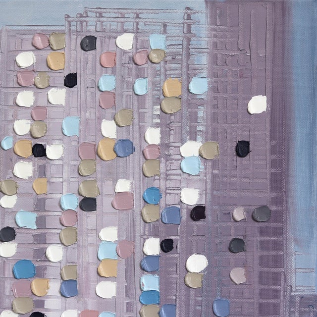 Abstract Skyline - Abstract Muted Color Textured Impasto Cityscape Oil Painting Original Artwork by Ekaterina Ermilkina For Sale - Image 3 of 7