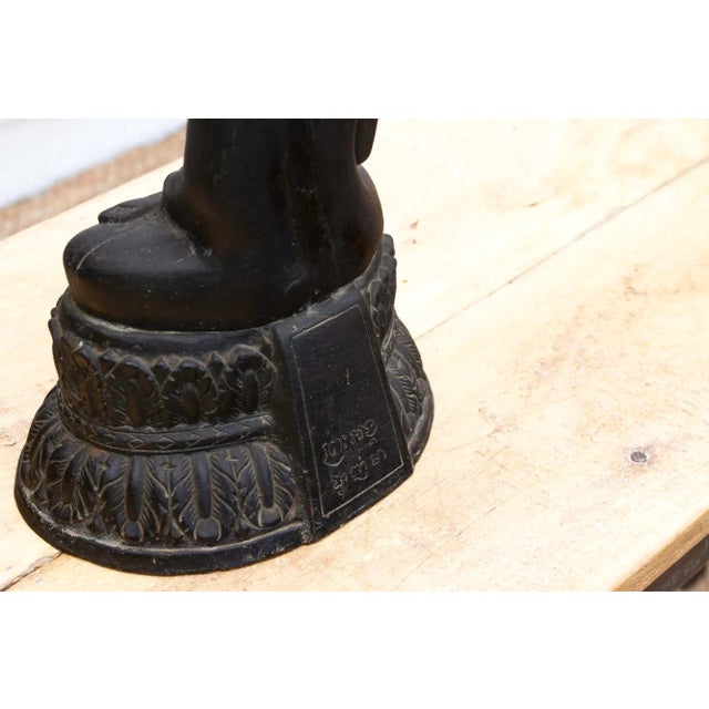 Captivating Metal Buddha With Patinated Finish For Sale - Image 10 of 12