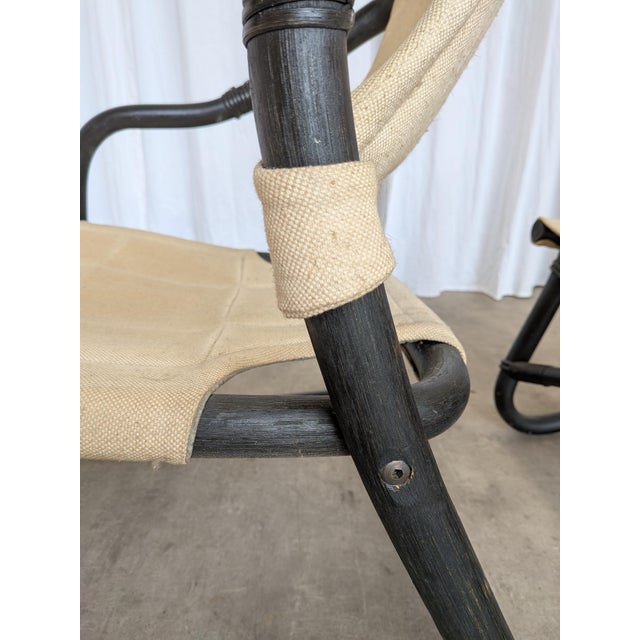 Vintage Espri Safari Lounge Chair in Black Bamboo and Beige Fabric, 1970s For Sale - Image 12 of 18