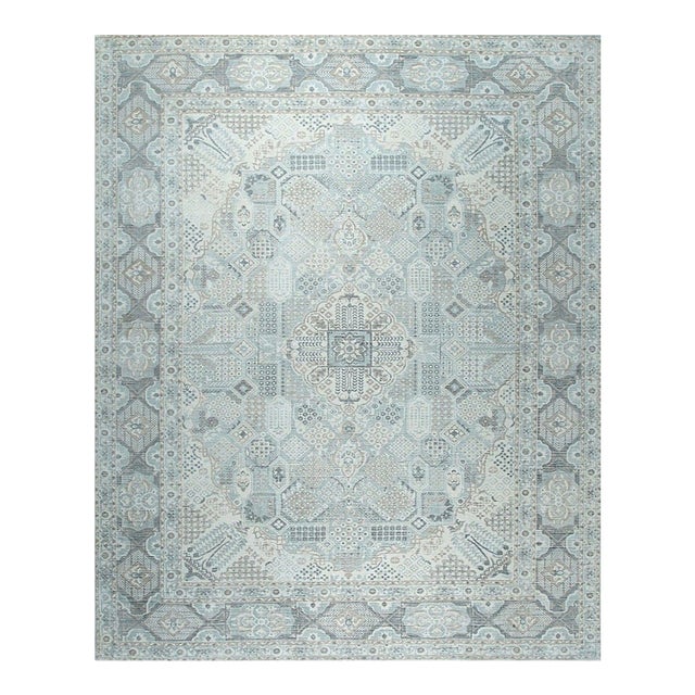 4x6 Tessa Bespoke Green Floral Traditional Hand Knotted Wool Carpet Rug For Sale