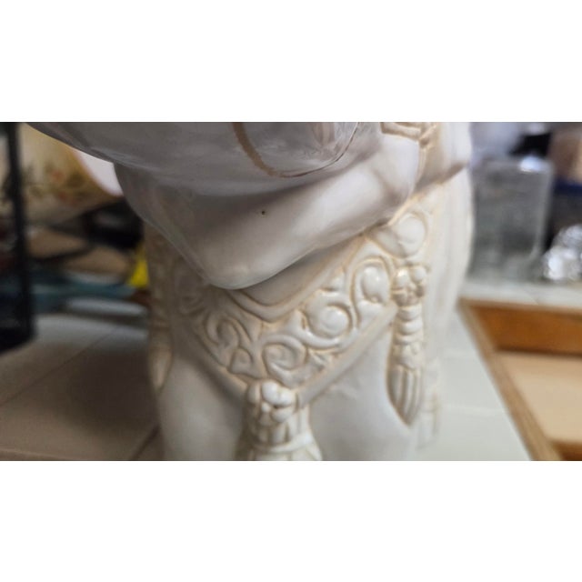 Large Ceramic Elephant Chinosierie Garden Stool Plant Stand For Sale - Image 4 of 7