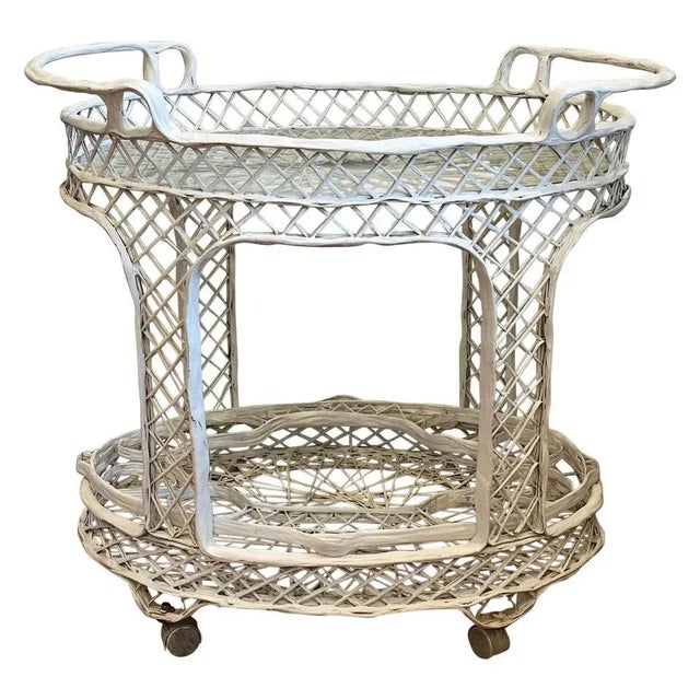 Glass 1970s Vintage Mid-Century Russell Woodard Spun Fiberglass Bar Cart For Sale - Image 7 of 12