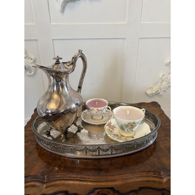 Small Antique Edwardian Silver Plated Tea Tray, 1900 For Sale - Image 4 of 7