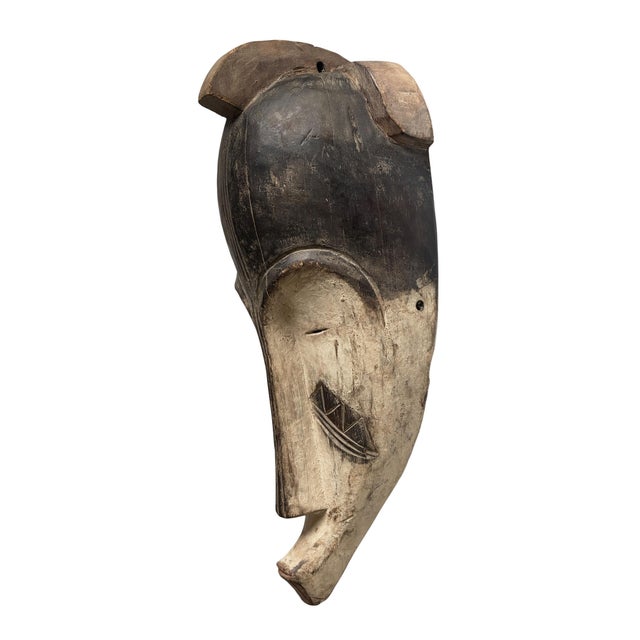 Vintage Fang Mask Elongated Face Gabon African Mask 20" H For Sale - Image 4 of 5
