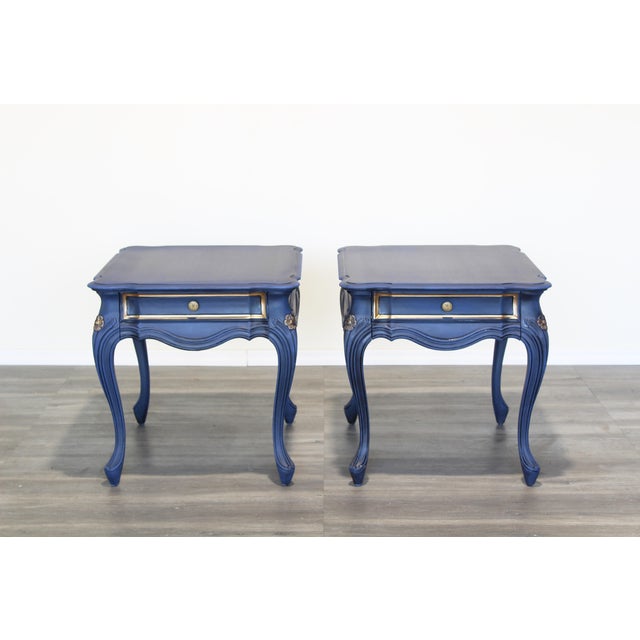 Vintage French Style Blue Side Tables, a Pair Chairish