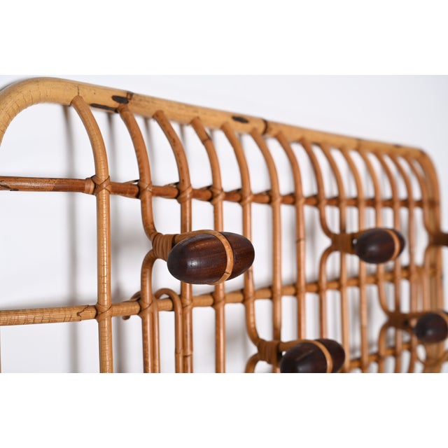 1960s Italian Coat Rack in Bamboo & Rattan attributed to Olaf Von Bohr, 1960s For Sale - Image 5 of 18