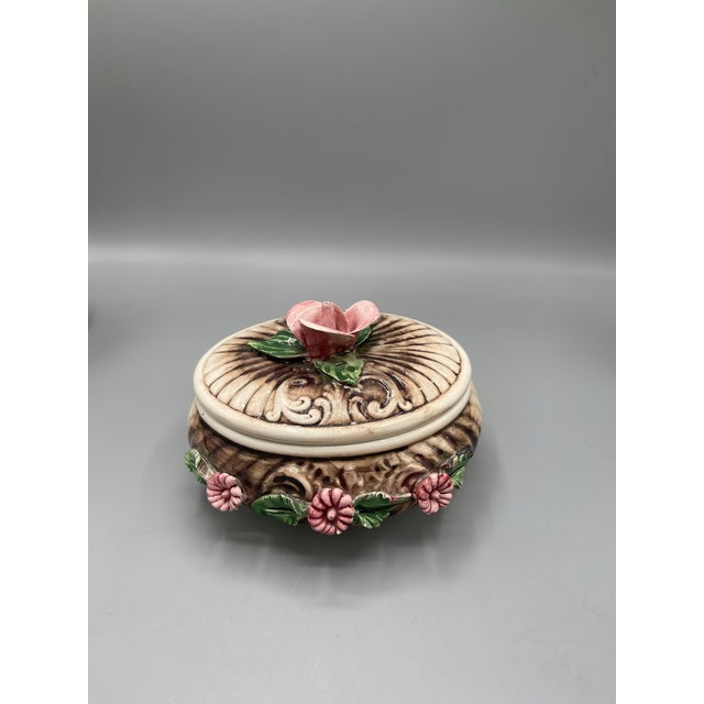 Vintage Italian Capodimonte Porcelain Rose Pitcher Cups & Lidded Bowl - Set of 8 For Sale - Image 12 of 13