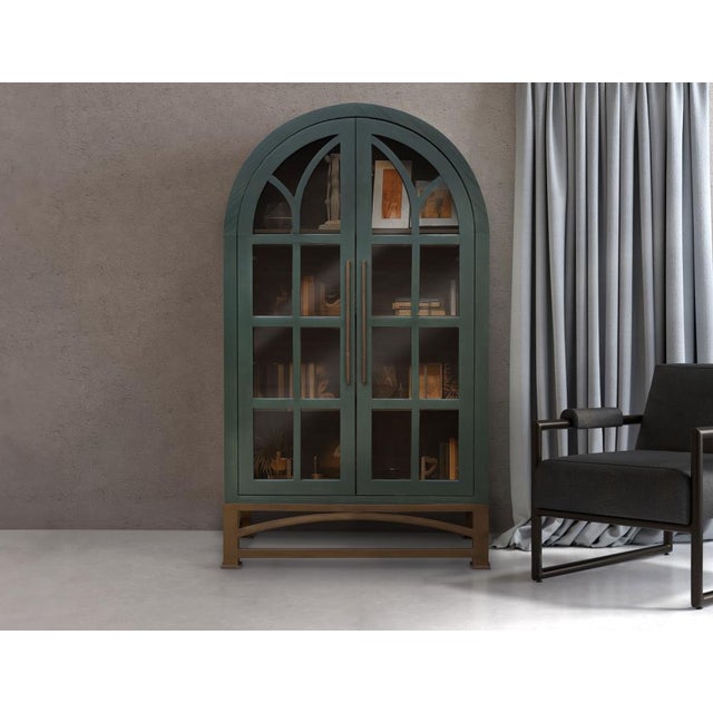 2020s Nina Solid Wood Tall Cabinet, Bookcase, Hutch - Green For Sale - Image 5 of 5