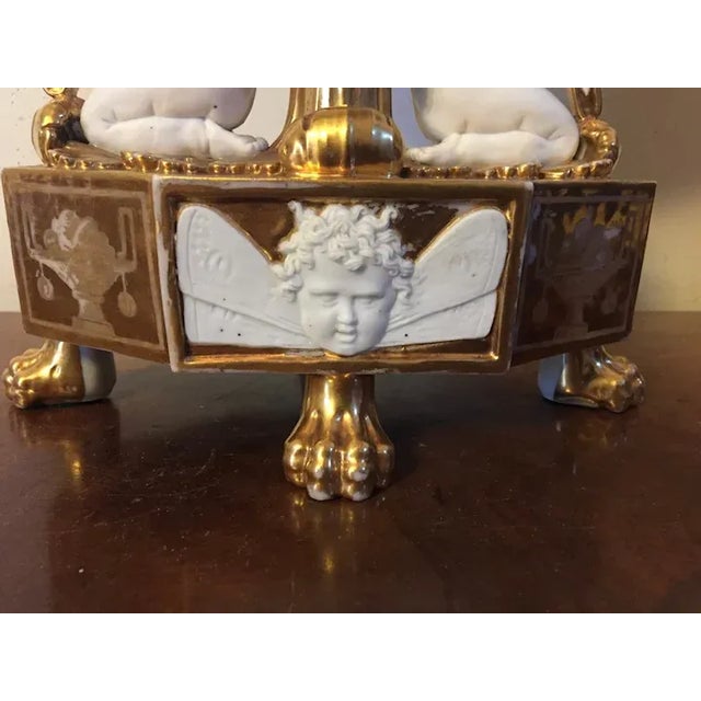 Antique Early 19th Century French Empire Porcelain Corbeille Centerpiece with Angel Supports For Sale - Image 12 of 13