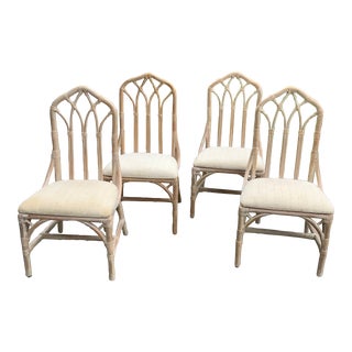 1980s Cathedral Back Bamboo Chairs- Set of 4 For Sale