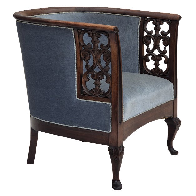 Danish Lounge Chair in Light Blue Furniture Velour, 1950s For Sale