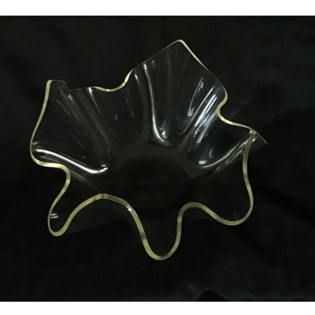 Plastic Mid-Century Lucite Sculptured Handkerchief Bowl, Circa 70's For Sale - Image 7 of 10