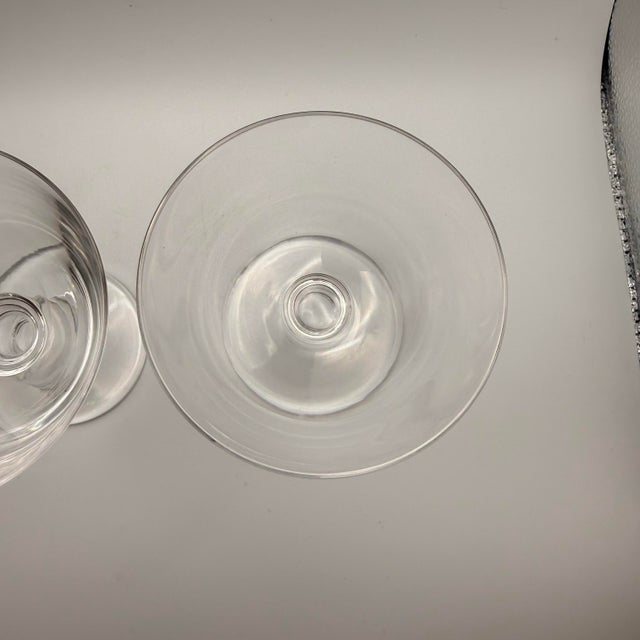 Glass Vintage Crystal Coupe Glasses Ball Stem Baluster Scandinavian Style Heavy Glass - Set of 2 For Sale - Image 7 of 9