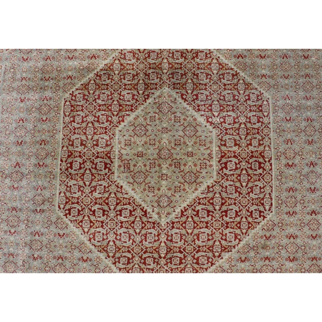 Antique Persian Tabriz Distressed Rug With Geometric Diamond Design For Sale - Image 10 of 13