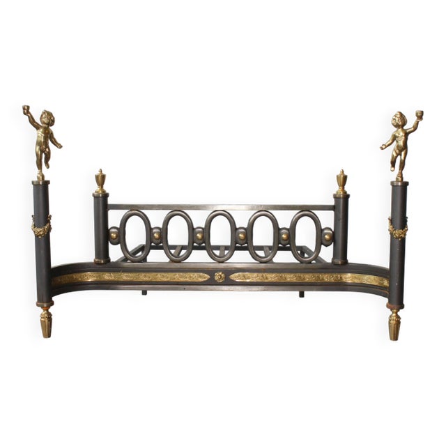 Andirons with Log Guards in Cast Iron and Gilt Bronze, Set of 2 For Sale - Image 9 of 9