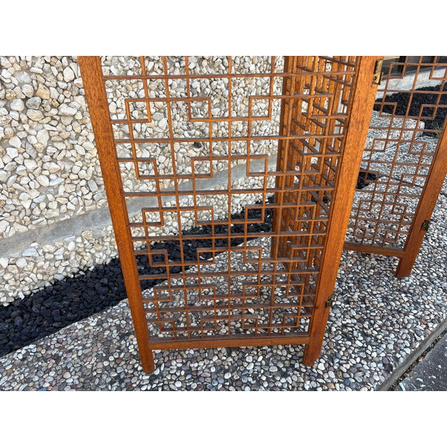 Mid 20th Century Teak Four Panel Room Divider Screen For Sale - Image 6 of 13