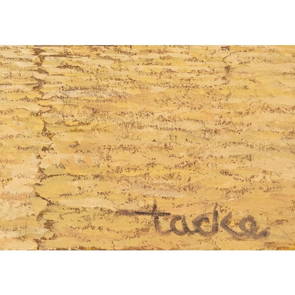Post Impressionist William Tacke Original Impressionist Harbor Painting, Sailboats at Dock, Framed For Sale - Image 3 of 3