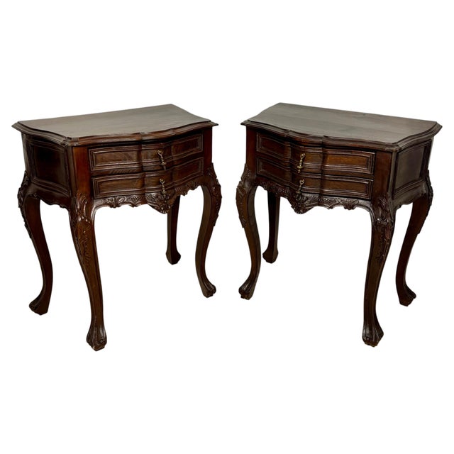 Brown Pair of French Louis XV Style Nightstands, Mid-20th Century For Sale - Image 8 of 15