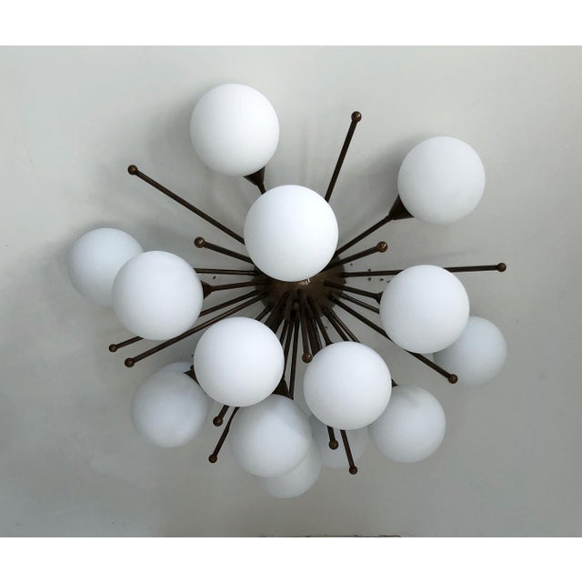 Italian 21st Century Mezzo Bronze Matte White Murano Flush Mount by Fabio LTD For Sale - Image 3 of 9
