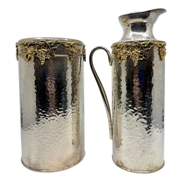 1970s Christian Dior Silver Plated Wine Cooler and Insulated Pitcher For Sale