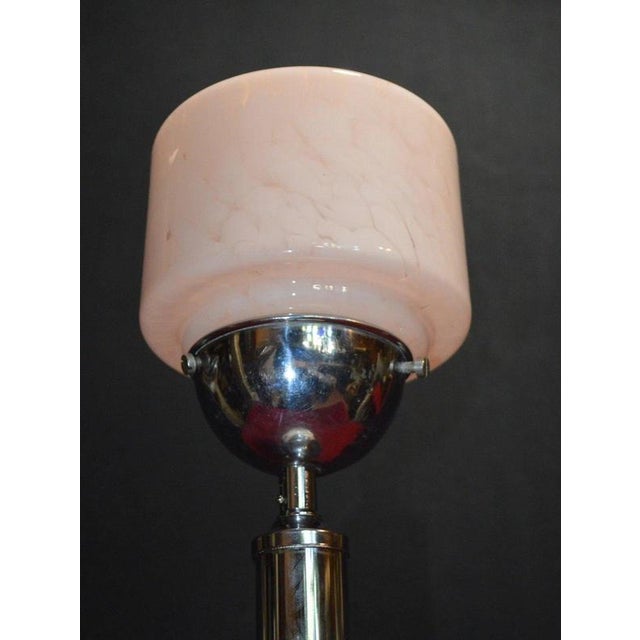 Modernist Art Deco French Chrome, Porcelain and Opaline Glass Table Lamp, 1940s For Sale - Image 6 of 18