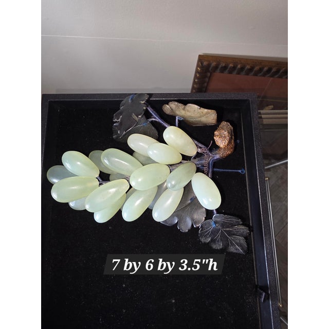 Rosequartz Jade and serpentine stone grape clusters and single fruit piece.