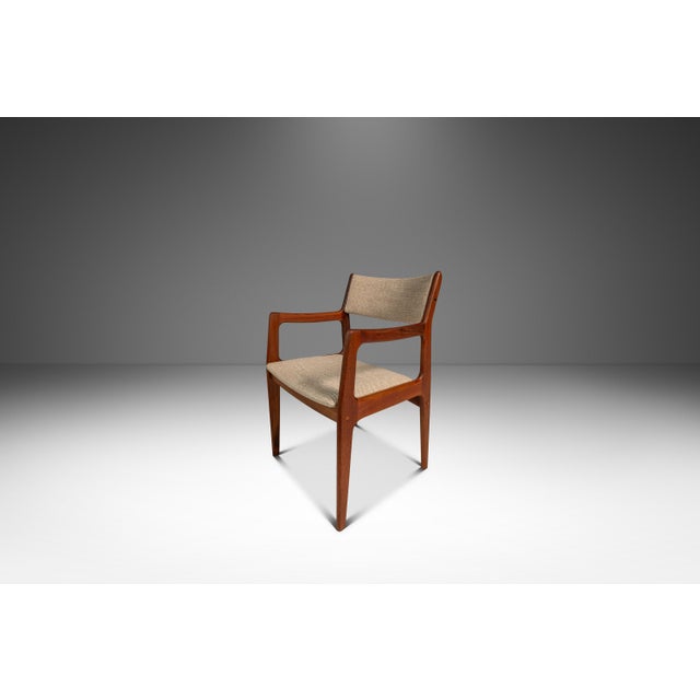 Wood Restored Mid-Century Scandinavian Modern Arm Chair in Solid Teak & New Fabric in the Manner of D-Scan, C. 1970's For Sale - Image 7 of 18