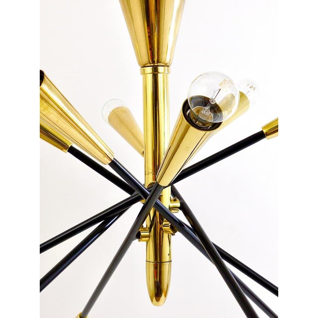Large Articulating Black and Brass Sputnik Chandelier in the style of Stilnovo, 1950s For Sale - Image 10 of 18