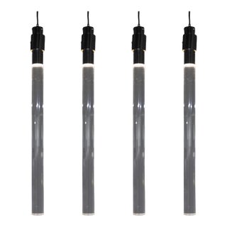 Angelo Mangiarotti Style Lucite and Metal Pendants - Set of Four For Sale
