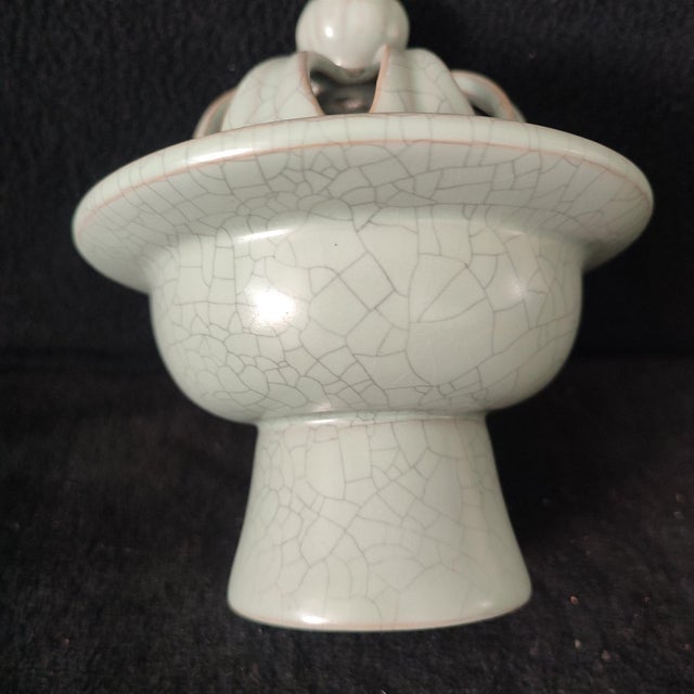 Ceramic Chinese Ceramic Censer,Guan Ware Crackle Glaze Celadon Glaze Porcelain Incense Burner For Sale - Image 7 of 10