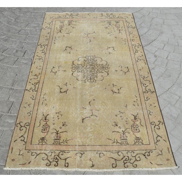 Turkish Distressed Area Rug Hand Knotted Faded Oushak Rug ... (640 x 640 Pixel)