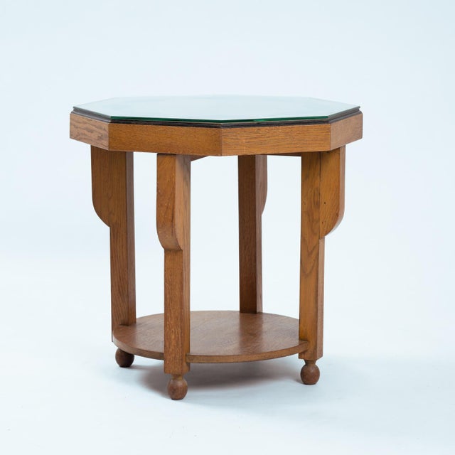 Dutch Art Deco Octagonal Side Table in Oak, 1920s For Sale - Image 4 of 18