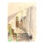Gallery Is Open - Original Figurative Watercolor Interior Painting on Paper by Ama Liyanage For Sale