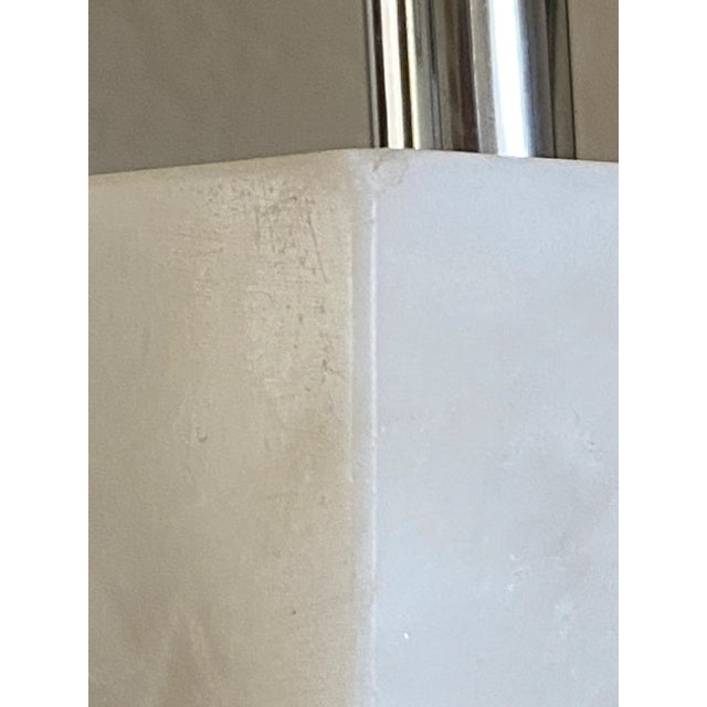 Minimalist White Marble Plinth Table Lamp With Chrome Neck (After Nessen) For Sale - Image 10 of 12