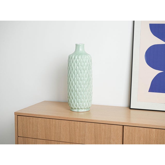 Turquoise Italian Mint Green Ceramic Vase, 1960s For Sale - Image 8 of 9