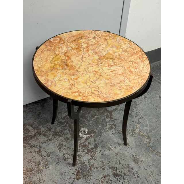 Contemporary Bespoke Marble Top + Metal Side Table For Sale - Image 3 of 12
