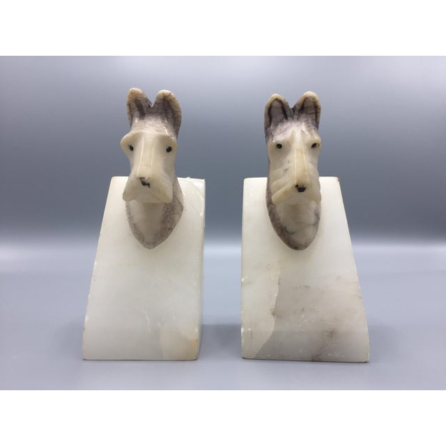 Italian Vintage Italian Alabaster Dog Bookends - a Pair For Sale - Image 3 of 9