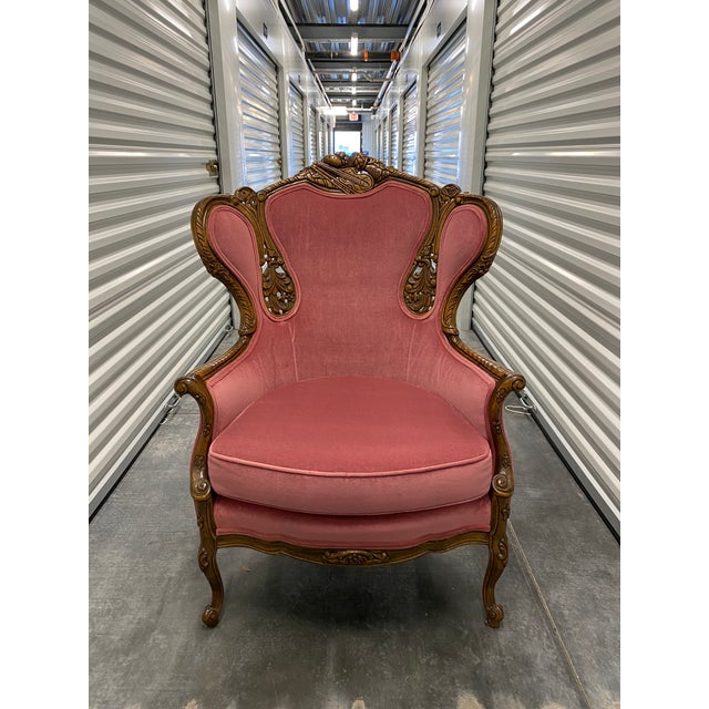 Vintage Victorian Style Rose Pink Wingback Chair