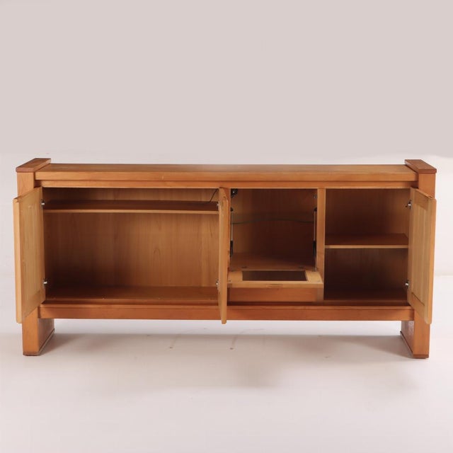 French solid elm sideboard with bar section by Maison Regain, C 1970. This sideboard was just purchased from an estate in...