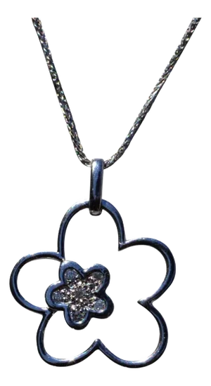 The Rose City: White Gold and Diamond Contemporary Flower Pendant