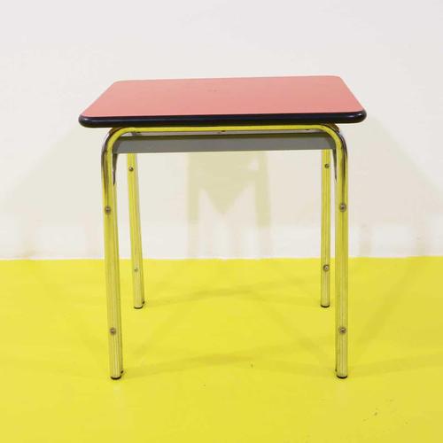 Chromed Metal Coffee Table with Red Laminate Top and Black Edges For Sale - Image 6 of 7
