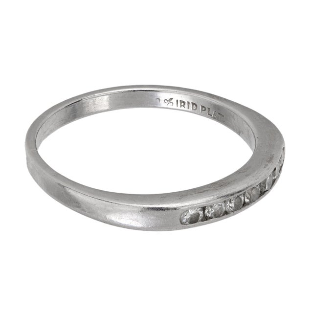 Modern Mid Century Diamond Platinum Wedding Band For Sale - Image 3 of 5