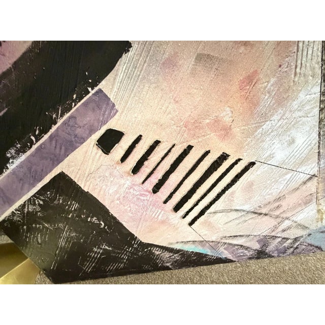 Cream 90's Large Rodolfo Carlos Signed Abstract Paintings - A Pair For Sale - Image 8 of 15