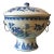 19th Century Chinese Blue & White Hot Water Dish With Liner For Sale