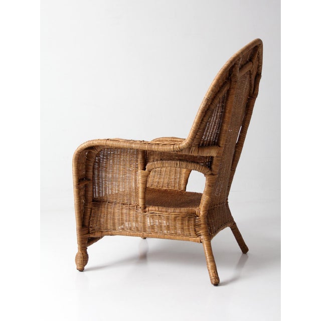Farmhouse Vintage Wicker Armchair For Sale - Image 3 of 18