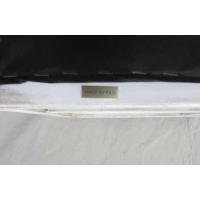 Wood 1990s Vintage Painted Louis XVI Style Distressed Painted Hall Bench Settee For Sale - Image 7 of 11