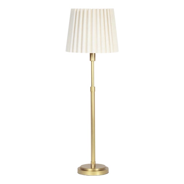 Regina Andrew Polly Buffet Lamp, Natural Linen with Oyster Wave Pleat Shade For Sale